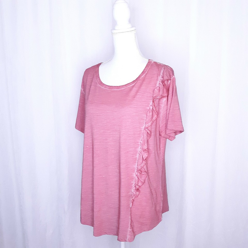 Anthropologie Sanctuary Gia Ruffled Trim Short Sleeves Tee Size Medium anthropologie-sanctuary-gia-ruffled-trim-short-sleeves-tee-size-medium