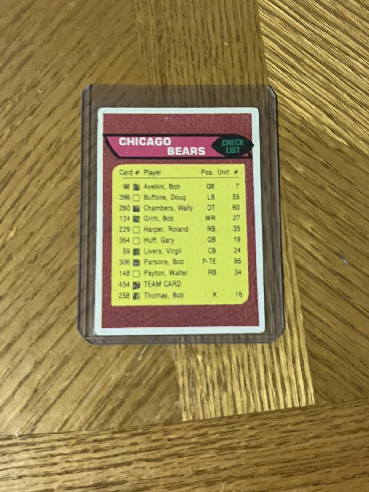 Chicago Bears 1976 Topps #454  Team Checklist Walter Payton - Nice Card