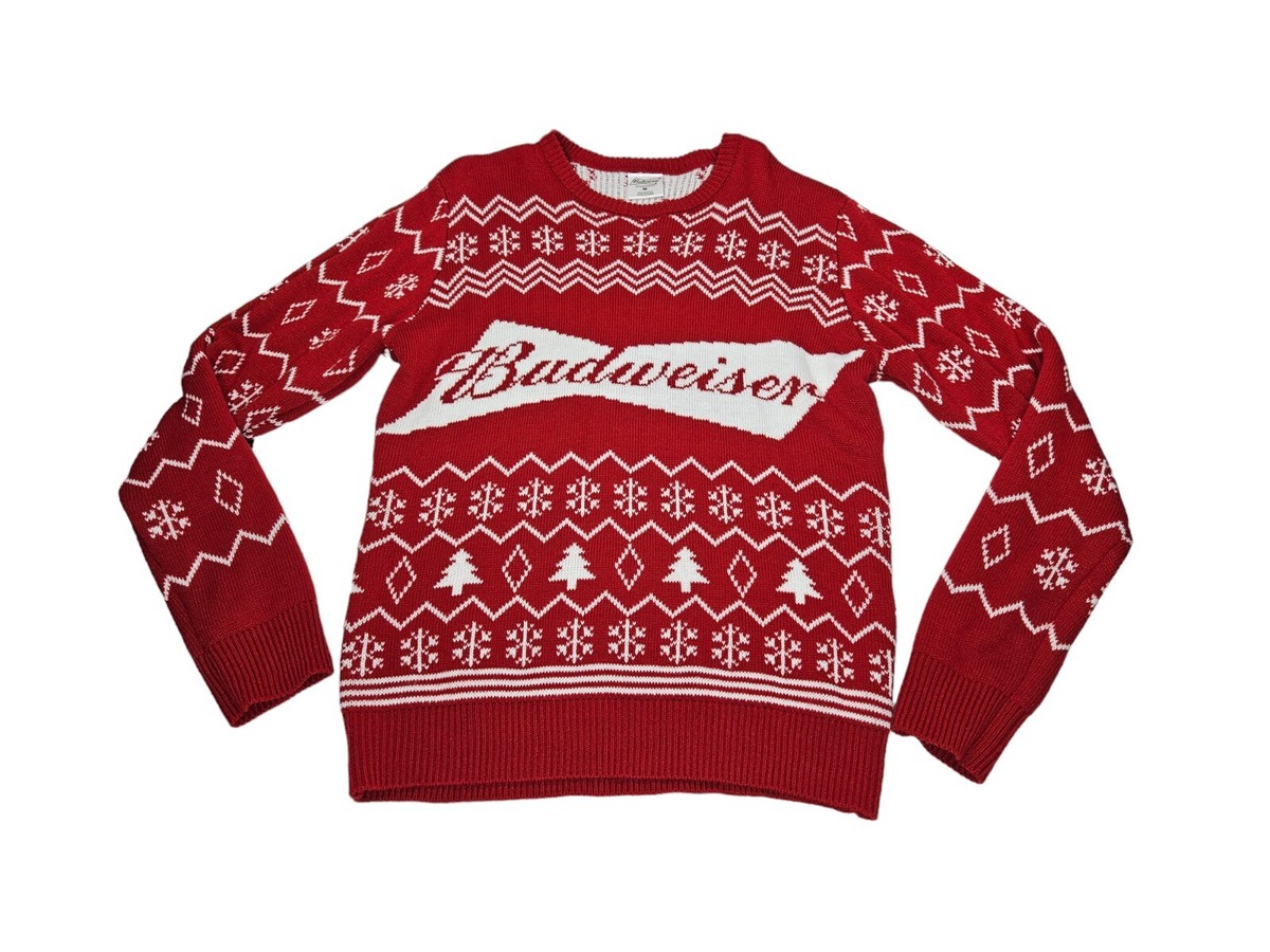 Budweiser Beer Ugly Christmas Sweater Red Men's Medium Holiday