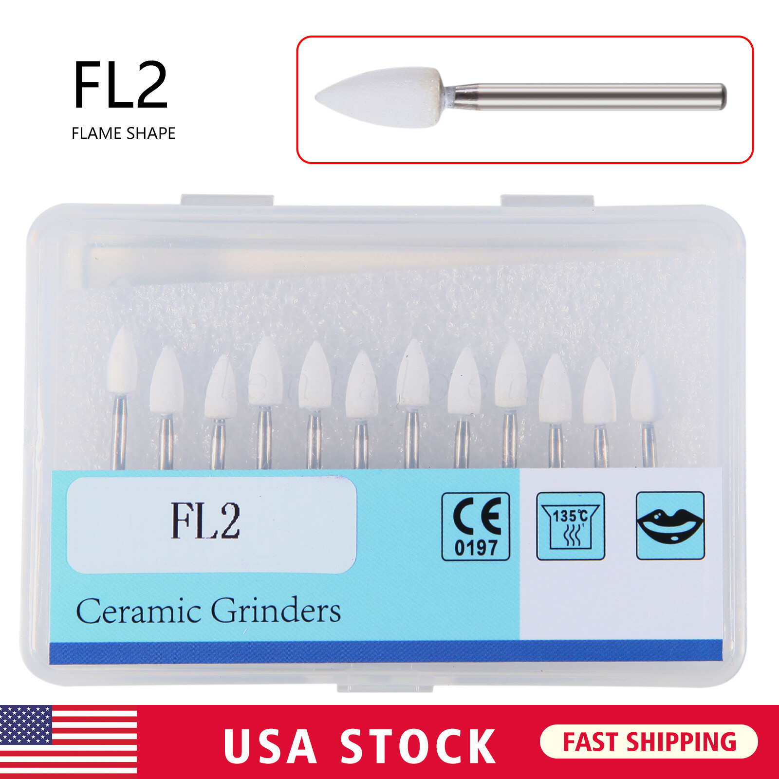 12 pcs Dental Polishing White Stone Polisher Bur FG Coarse/F