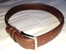 NEW Simply Styled Child Boys S/M Brown Dress Belt 28 3/4" Long Silvertone Buckle