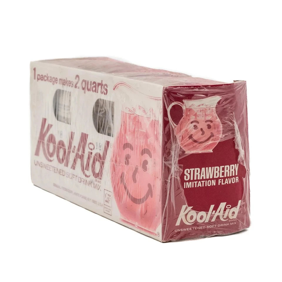 Estuche sellado súper RARO vintage KOOL AID de 72 PAQUETES DE FRESA paquete kool-aid Foto 3 de 4
