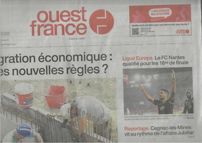 Ouest-France 04 Nov. 2022 - FC Nantes Qualifié - Jubillar - B. Giraud - Neuf