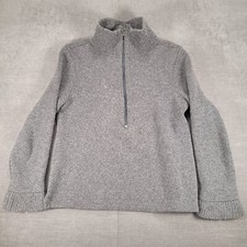 Banana Republic Wool Blend 1/4 Zip Pullover Sweater Gray Knit XL