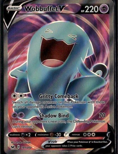 Wobbuffet V Full Art Ultra Rare SWSH01: Sword & Shield Base Set 191/202 Psychic