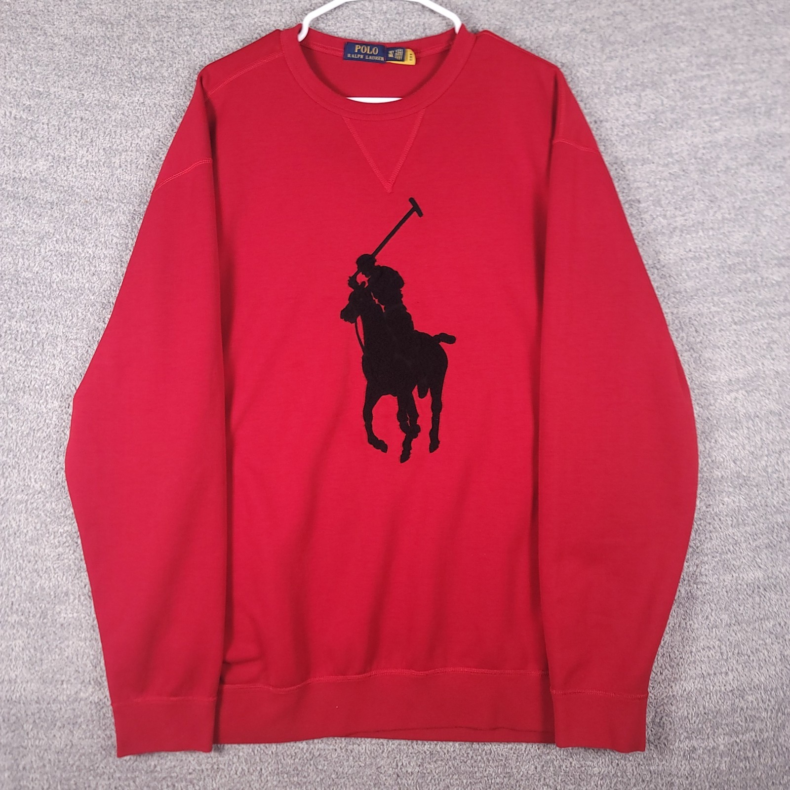 Polo Ralph Lauren Maglione Uomo XLT Rosso Big Pony Terry Tessuto Girocollo Felpa