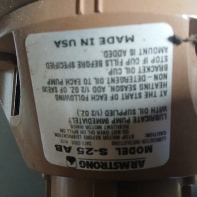 Armstrong Circulator Pump S-25 AB Cast Iron 115V 3/4 in 1/12 HP 1725 RPM