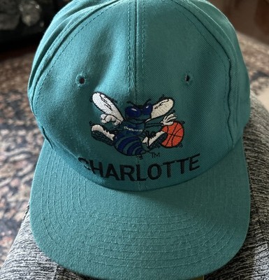 Vintage Charlotte Hornets Hat Snapback NBA Twins Bar Line Green