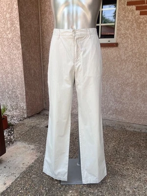 pantalon chino en toile crème LACOSTE homme Taille 48 FR EXCELLENT ÉTAT - Photo 1/4