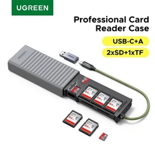 UGREEN USB-C Card Reader Storage Case OTG With 12 Slots SD TF Memory Card Holder