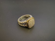 David Yurman Silver 18k Albion Pave Diamond Ring Size 5 1/2