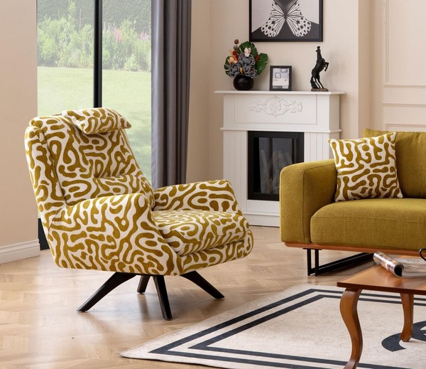 Sessel Modern GrüN Wohnzimmer SitzmöBel Textil Luxus Design MöBel Lounge-image