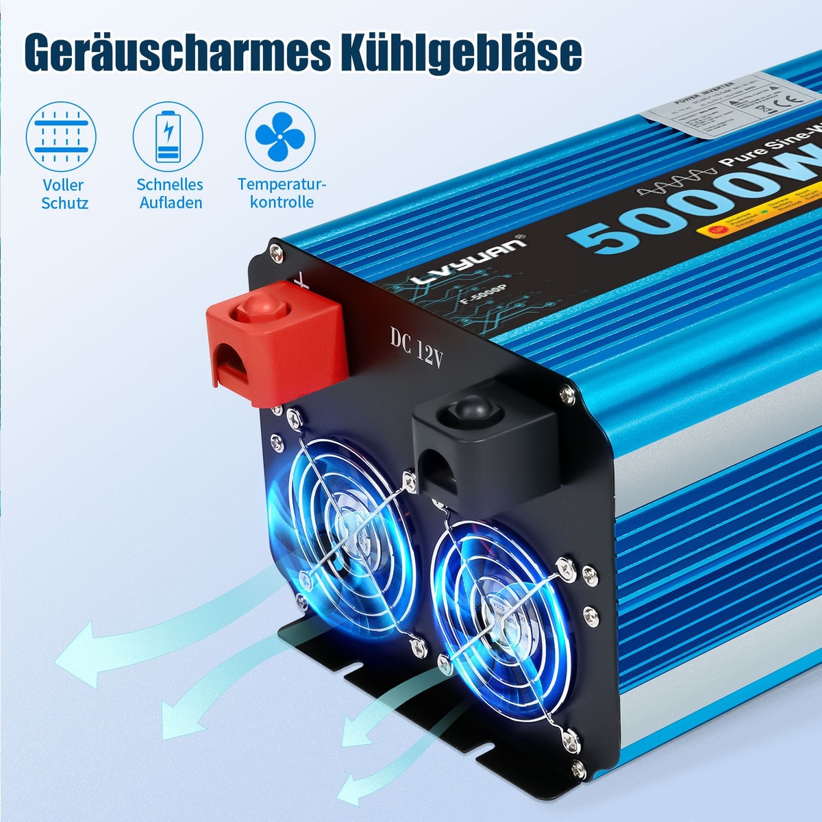 XERSEK Spannungswandler Wechselrchter Spannungswandler 12V Auf 230V 3000 6000w Stromumwandler Mit Fernbedienung Plus 4m Netzwerkkabel Mit 5a Dual Usb Anschluss Kfz Led Inverter