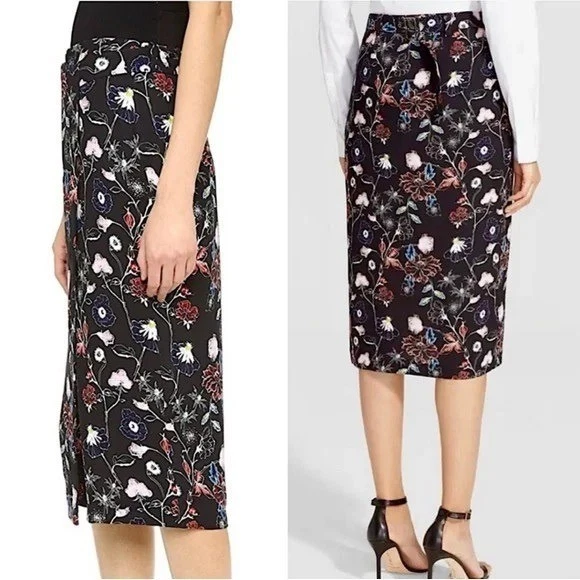 A.L.C. Юбка Daniels шелковая с цветочным принтом черная размер 4 - Изображение 3 из 4