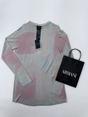 Giorgio Armani Womens Long Sleeve Shirt Multicolor Abstract Pattern Size 42 New...