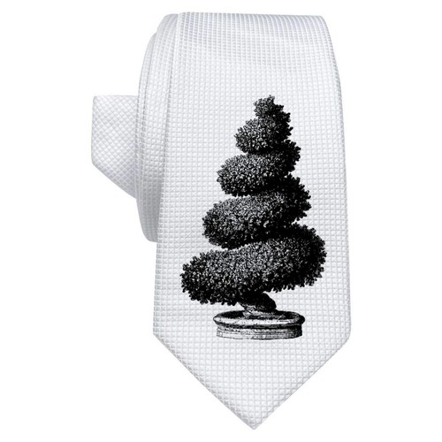 "Vintage Spiral Topiary" Biały krawat / krawat z pudełkiem upominkowym (AT00029791) - Zdjęcie 1 z 8