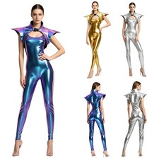 Womens Sets Halloween Outfits Vacations Costume Party Comic-con Metallic Armor