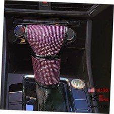 Auto Gear Shift Knob Cover Bling Car Knob Gear Stick Protector PU Leather Pink