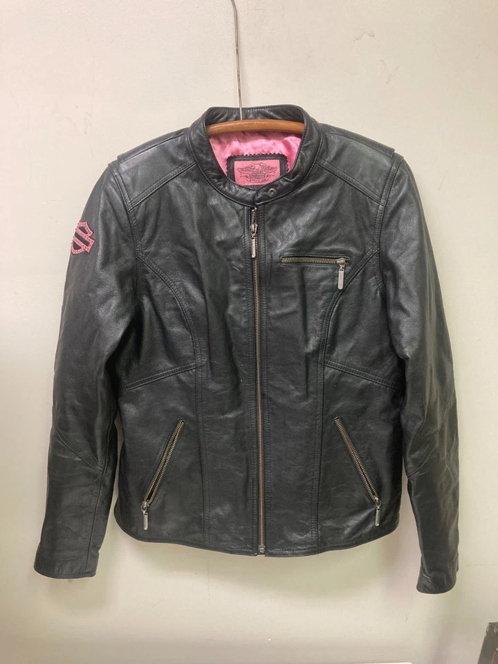 Chaqueta de cuero genuino grande Harley Davidson PINK LABEL para mujer Foto 2 de 4