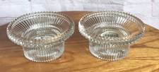 2 Vintage Indiana Glass Reflections Diamond Point Reversible Candle Holder NEW