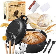 Pre-Seasoned Cast Iron Dutch Oven for Bread Baking incl. Sourdough Bread-Baking