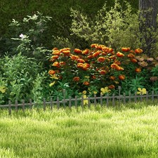 Produktbild - 4 Stück Gartenzaun Platten Holz Blumenbeetumrandung Umrandung, grau