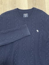 Abercrombie  Fitch Sweater Mens XXL Navy Wool Blend Crew Neck