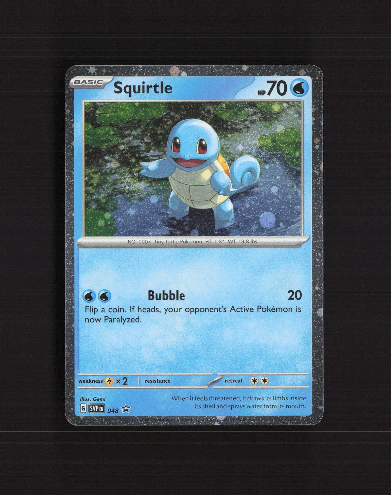 Squirtle 048 Scarlet & Violet Black Star Promo DOUBLE SWIRL Pokemon Card NM