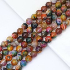 14mm Orange Green Agate Round Smooth Beads, Sku U1847