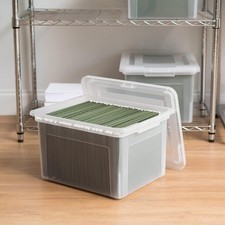 File Box, Plastic File Boxes With Lids, Document Organizer for Letter/Legal F...