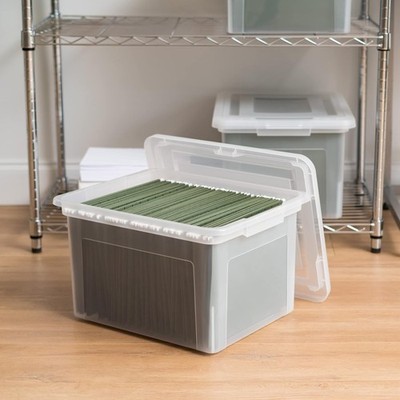 File Box, Plastic File Boxes With Lids, Document Organizer for Letter/Legal F...