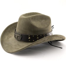 Cowboy Hat for Women Men with Shapeable Wide Brim Western Suede Hat for Cowbo...