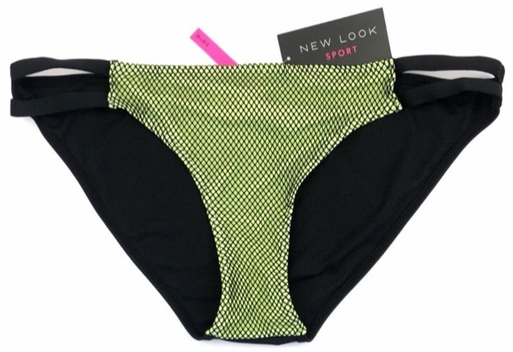 NEW LOOK SPORT Hipster Bikini Bottoms UK 14 Black / Volt Green BNWT