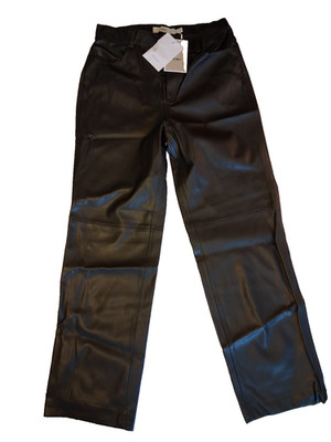Black Leather look jeans,by ICHI Vegan, Size 36, 29 inch leg-inseam. NEW.