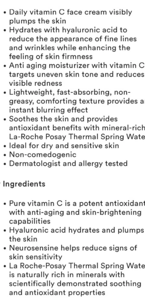 La Roche-Posay Pure Vitamin C Firming Moisturizing Filler Cream 40ml NewBox 2028 - Image 3 of 3