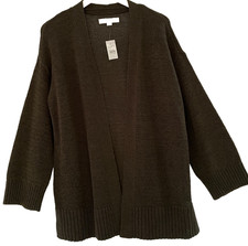 LOFT size S small forest green open front cardigan sweater NWT cotton blend
