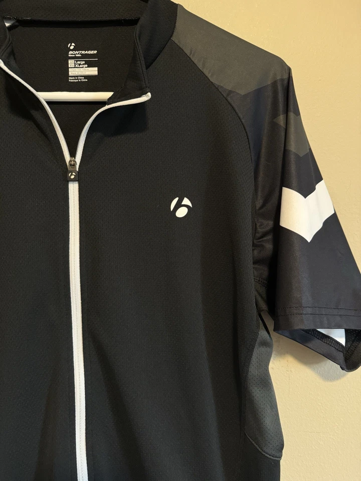 Camiseta deportiva de ciclismo Bontrager para hombre grande negra/verde semi ajustada cremallera completa carreras Foto 2 de 4