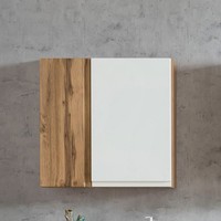 Badezimmer BadmöBel HäNgeschrank Wandschrank Eiche Weiß 65Cm Badschrank
