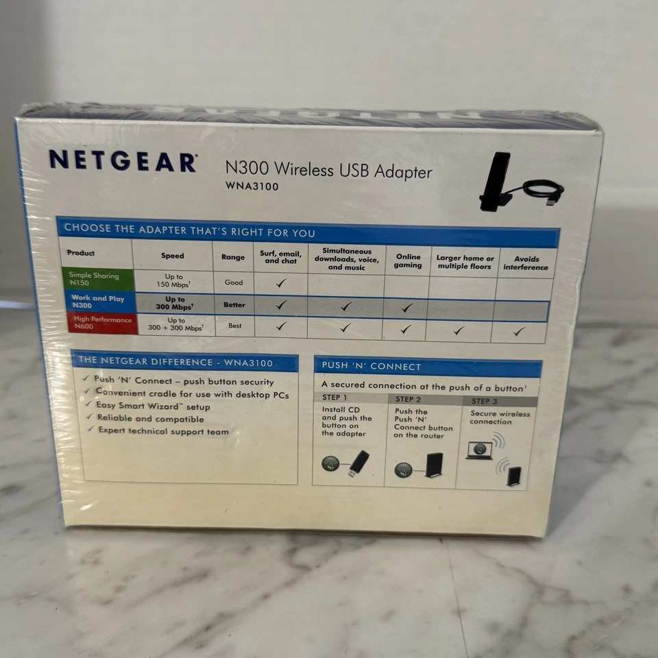 NETGEAR N300 Wireless USB Adapter WNA3100 Connect to Wireless-G or Wireless-N - Image 4 of 4