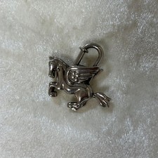 HERMES Pegasus Motif Cadena Lock Bag Charm Silver Auth from Japan