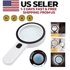 12 LED Lighted Magnifying Glass with 3x Magnification for Seniors' Viewing Ease