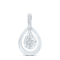 925 Sterlingsilber Echtem Diamant Damen Schwebende Doppel Tropfen AnhäNger 1/12
