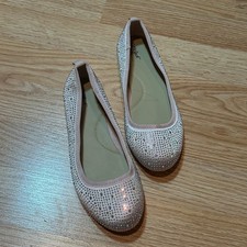 Cat  Jack Girls Pink Rhinestone Embellished Ballet Flats Size 3 Sparkly Shoes