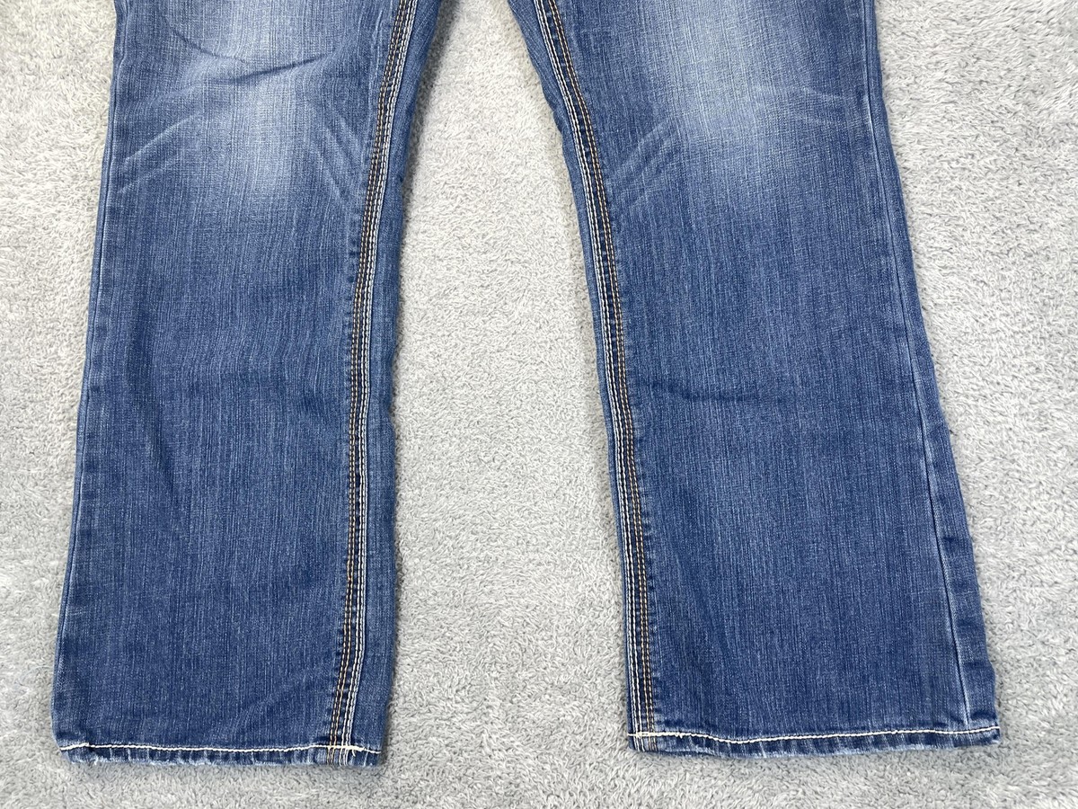 Seven7 Denim Jeans Womens 18 Blue Boot Cut Embroidered Pockets