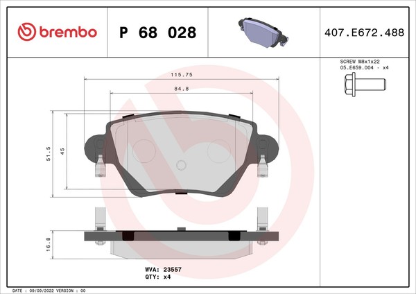 Bremsbelagsatz Scheibenbremse Prime Brembo P 68 028 FüR Renault Kangoo KC0 FC0-image