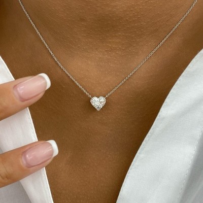 2.0ct IGI Certified E/VVS2 Heart Lab Created Diamond White Gold Heart Necklace