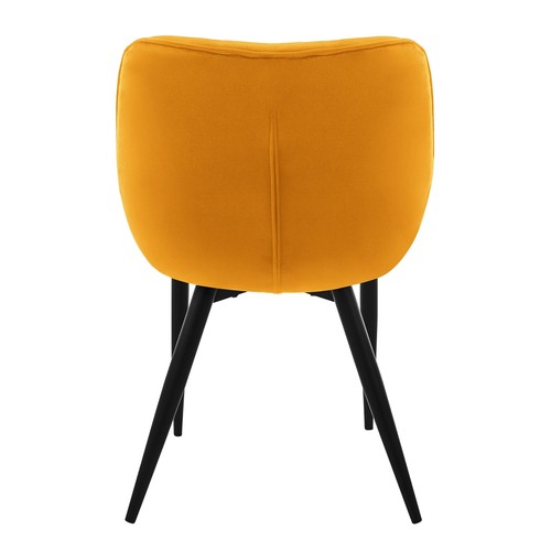 6x Sillas de terciopelo grueso amarillo mostaza asiento ergonómico para cocina - Imagen 4 de 6