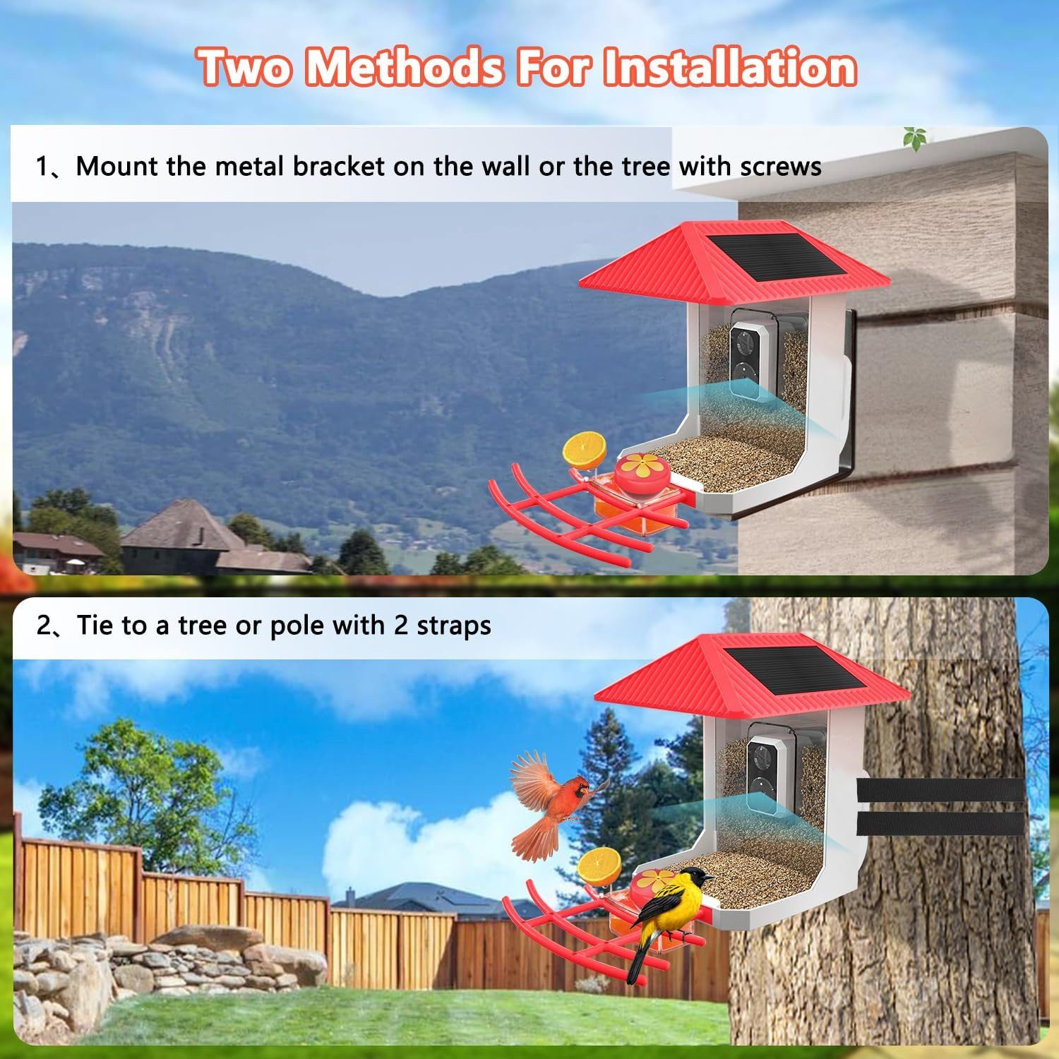 2.5K Smart Bird Feeder with Camera, 5Ghz &2.4Ghz Birds Watching Camera with AI I