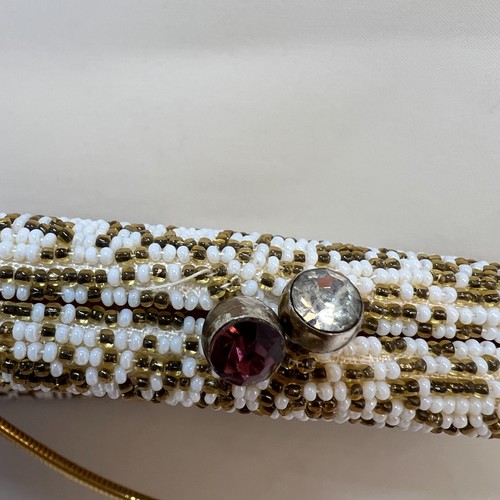 Vintage Sharonee Evening Purse Gold Chain Strap Clear Purple Rhinestones Japan - Picture 5 of 20