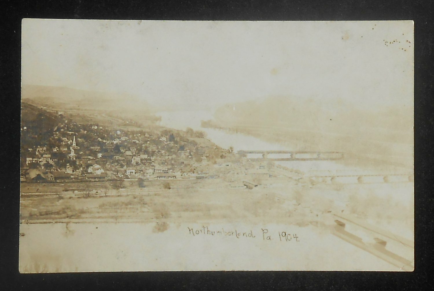 RPPC 1900s? Birdseye View Covered Bridges Railroad Northumberland PA eBay